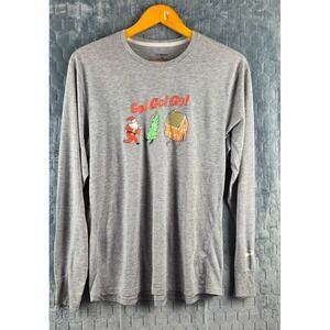 Brooks Run Merry Distance Christmas‎ Tee Women,s Heather Grey Long Sleeve Size L